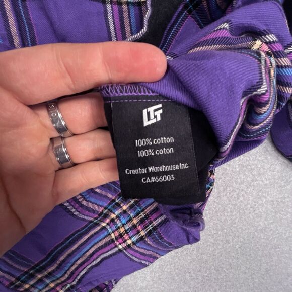Linus Tech Tips Shirt Mens Small S Purple Plaid Flannel Casual Button Up Gaming - Picture 9 of 10